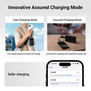 Pin sạc dự phòng Cuktech CP24 LPB200NL 1A1C 20000mAh 40W tích hợp cáp C+L