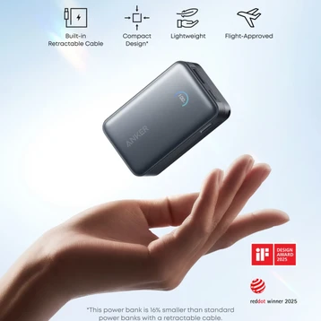Pin sạc dự phòng Anker Nano A1638 10000mAh 45W 1C1A tích hợp cáp USB-C