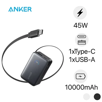 Pin sạc dự phòng Anker Nano A1638 10000mAh 45W 1C1A tích hợp cáp USB-C